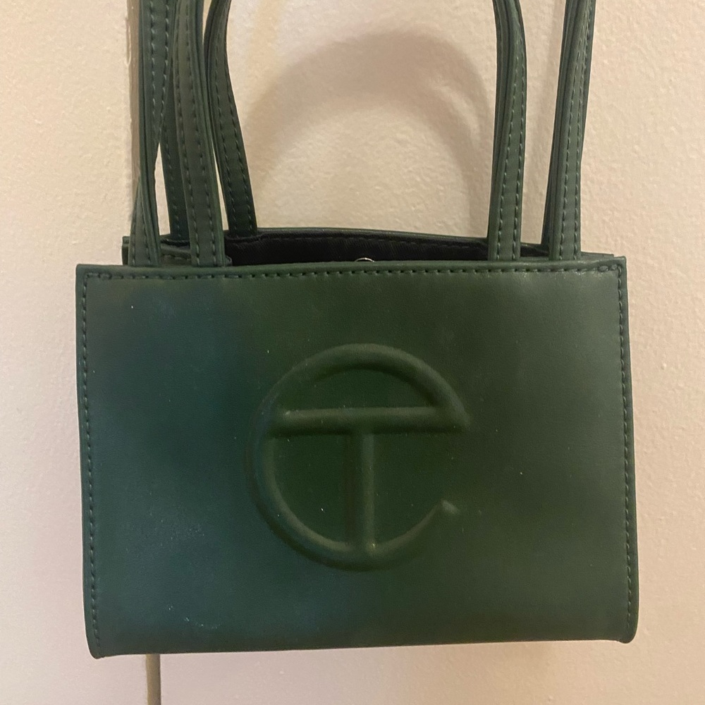 Telfar small crossbody shopping bag in dark olive